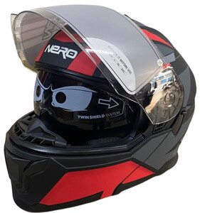  NERO KASK ÇENE AÇILIR 912 MAT SİYAH - KIRMIZI A4 (S)
