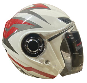  KASK ÇENESİZ KIRMIZI - BEYAZ OF-627