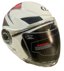  KASK ÇENESİZ KIRMIZI - BEYAZ OF-627