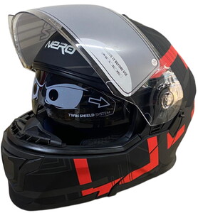  NERO KASK ÇENE AÇILIR 912 MAT SİYAH - KIRMIZI A3 (S)