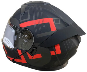  NERO KASK ÇENE AÇILIR 912 MAT SİYAH - KIRMIZI A3 (XL)