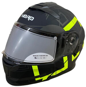  NERO KASK ÇENE AÇILIR 912 MAT SİYAH - SARI A3 (S)