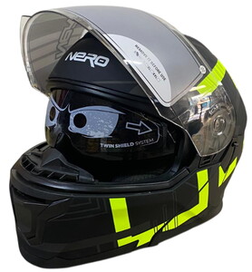 NERO KASK ÇENE AÇILIR 912 MAT SİYAH - SARI A3 (XL)