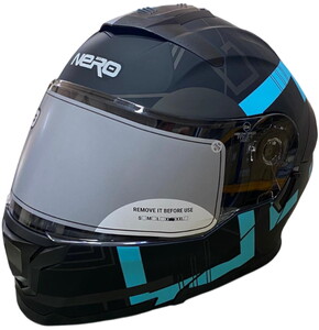 NERO KASK ÇENE AÇILIR 912 MAT SİYAH - MAVİ A3 (S)